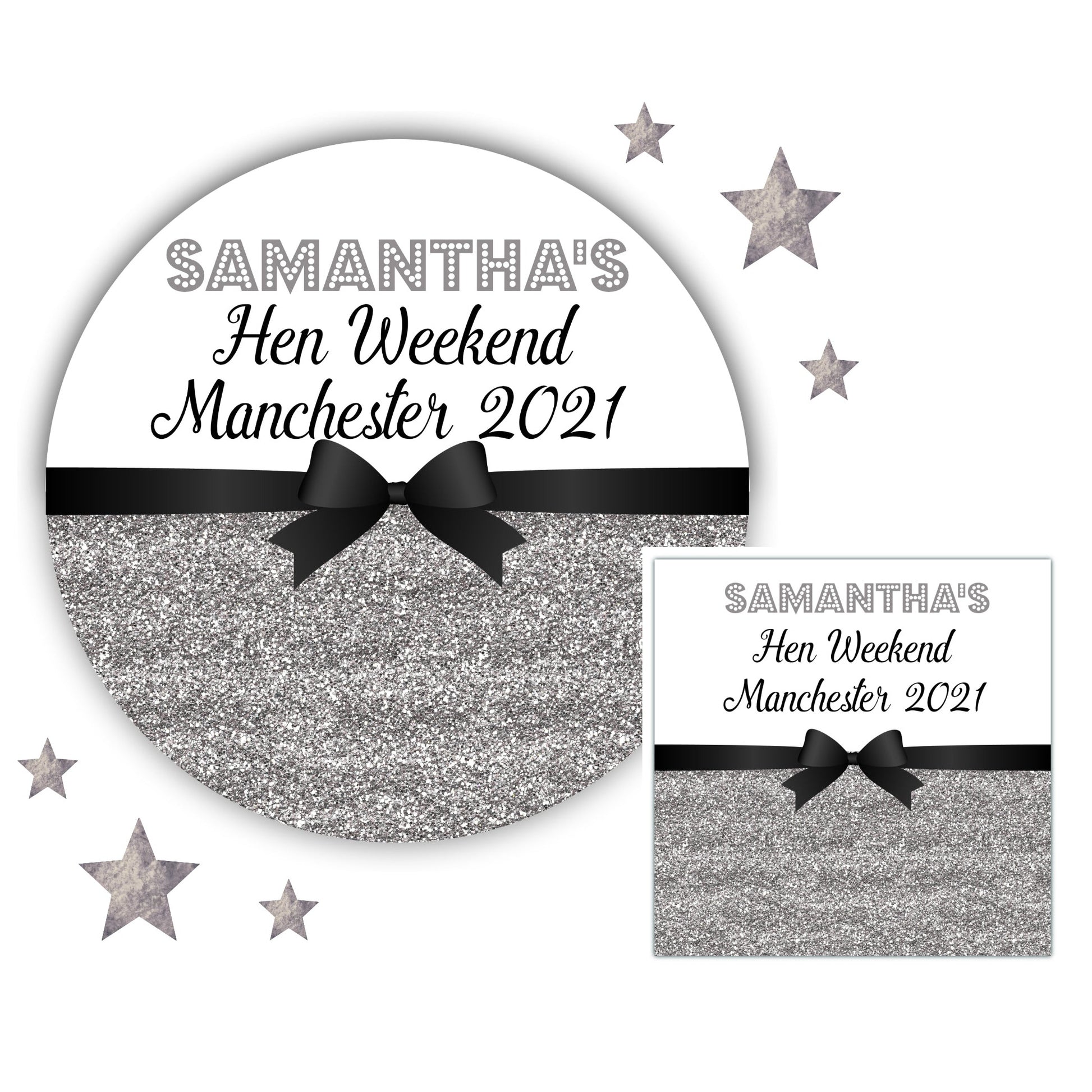 Personalised Hen Party Stickers  Silver