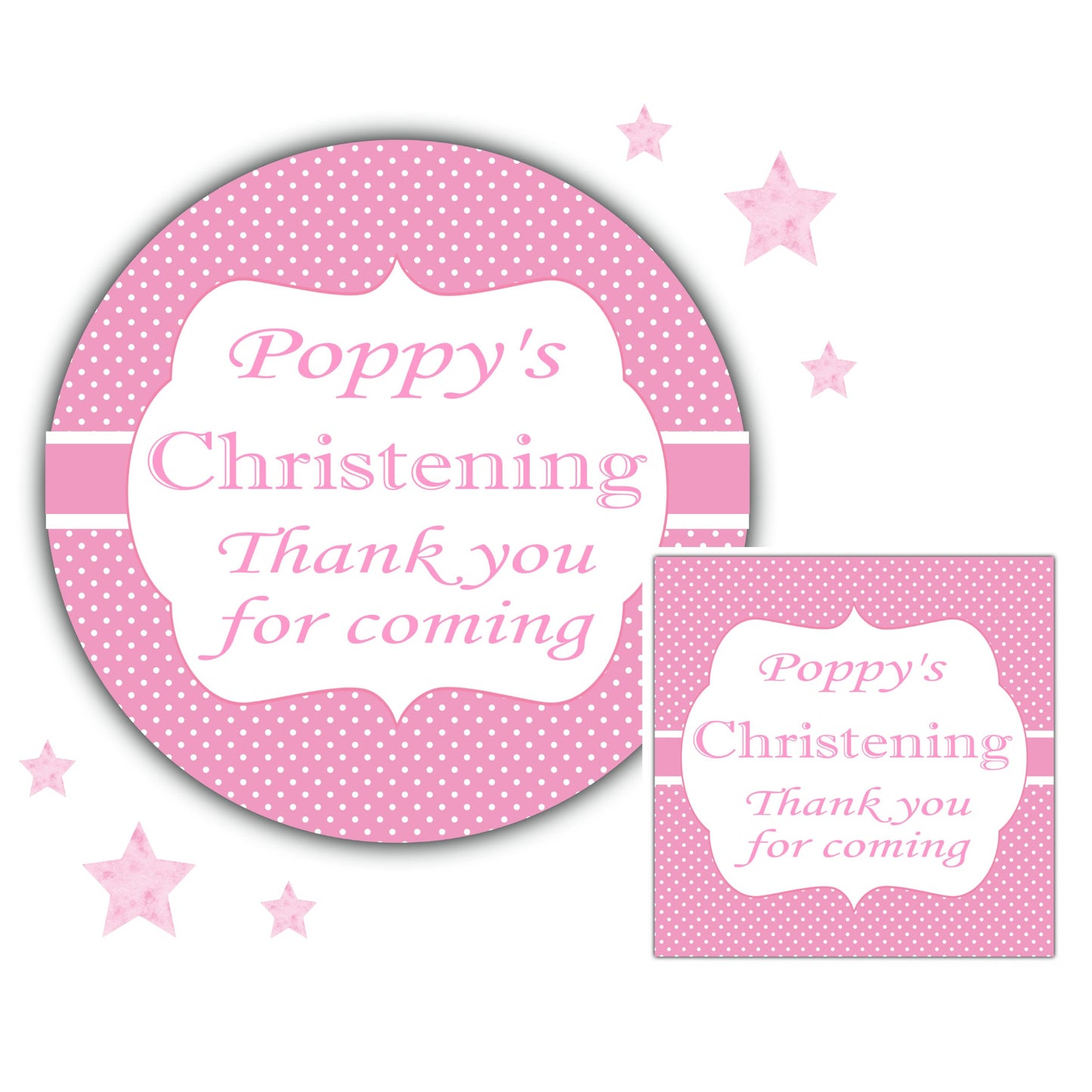 Personalised Christening Stickers Pink