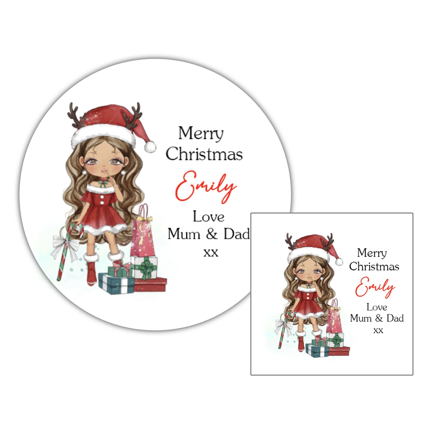 Personalised Christmas Stickers Girls Labels for Gift Wrapping Presents