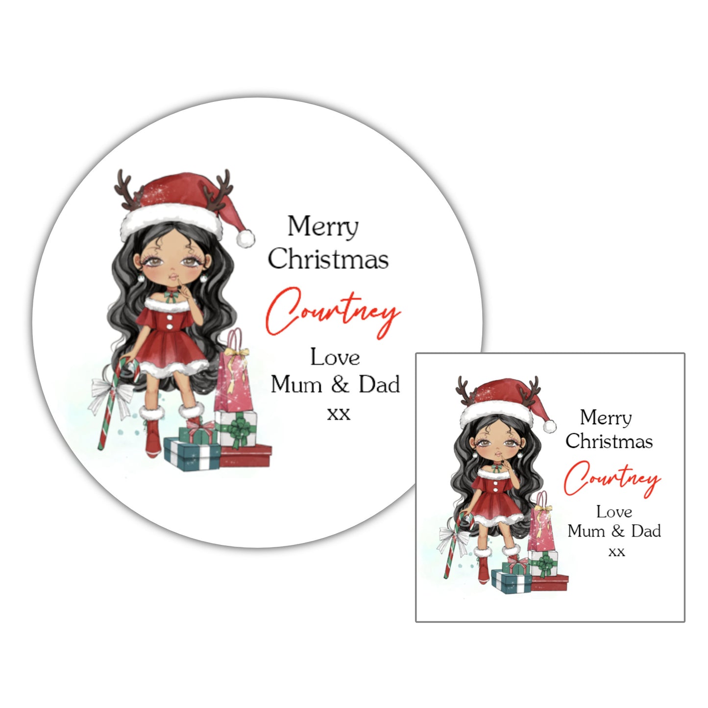 Personalised Christmas Stickers Girls Labels for Gift Wrapping Presents