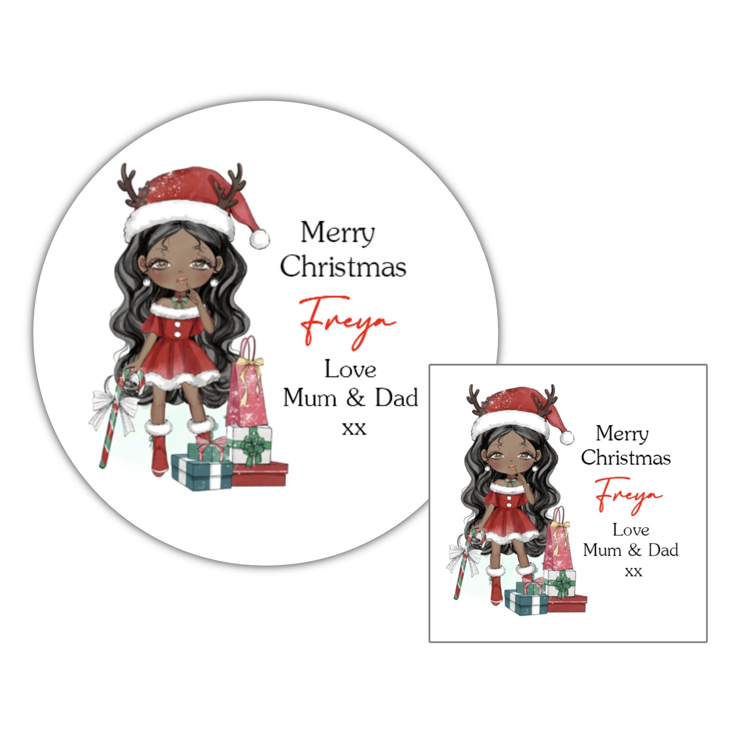 Personalised Christmas Stickers Girls Labels for Gift Wrapping Presents