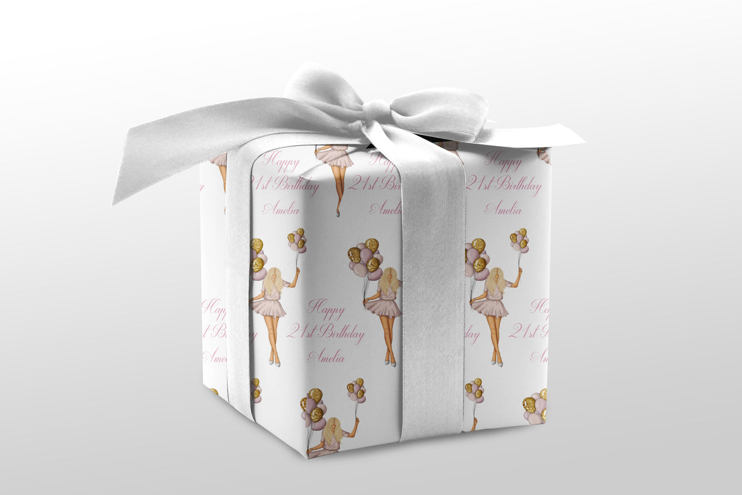 Large A4 Personalised Birthday Card Girl Balloons