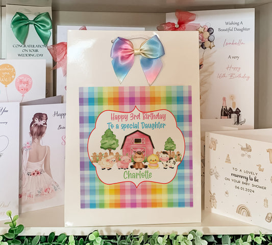 a birthday card with a picture of a farm scene