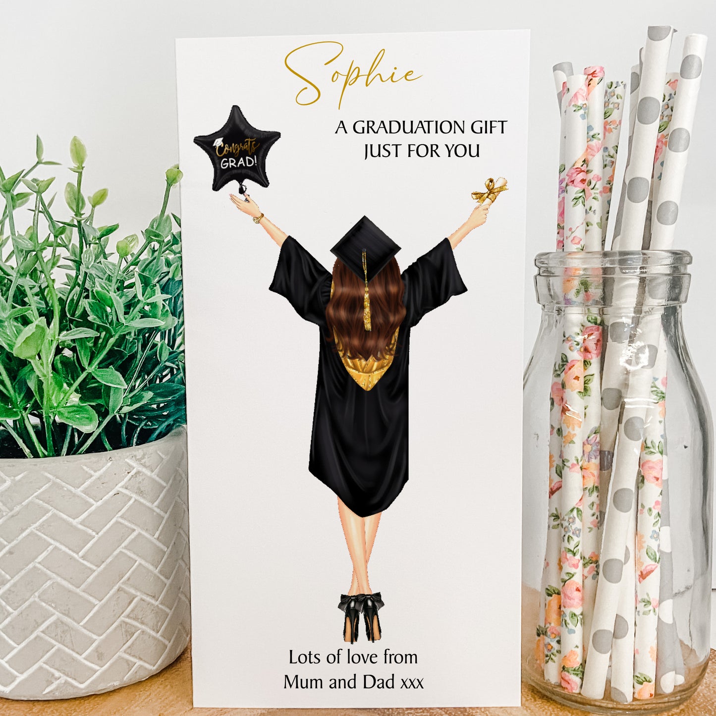 Personalised Female Graduation Card Money Gift Wallet