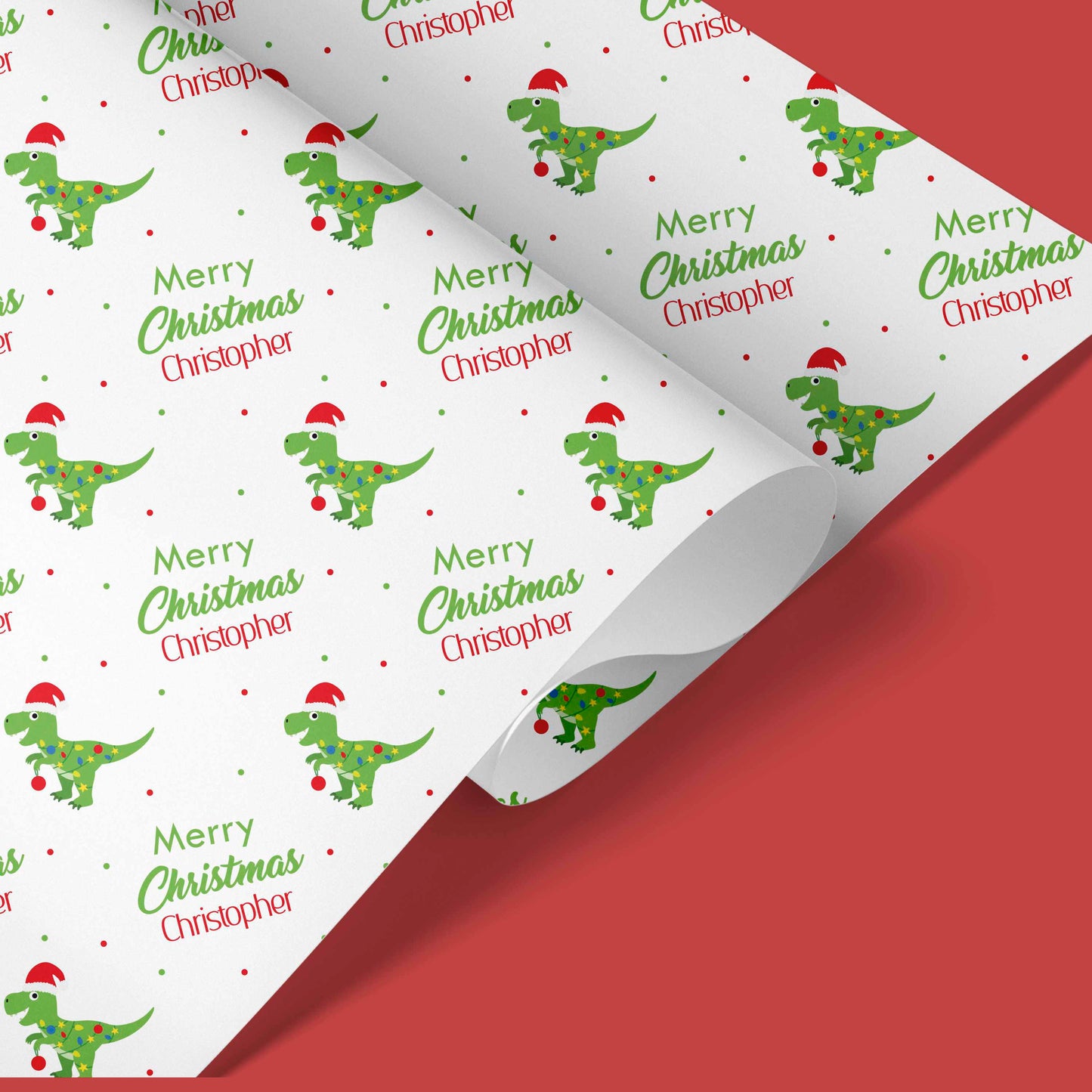 Personalised Christmas Wrapping Paper Dinosaur