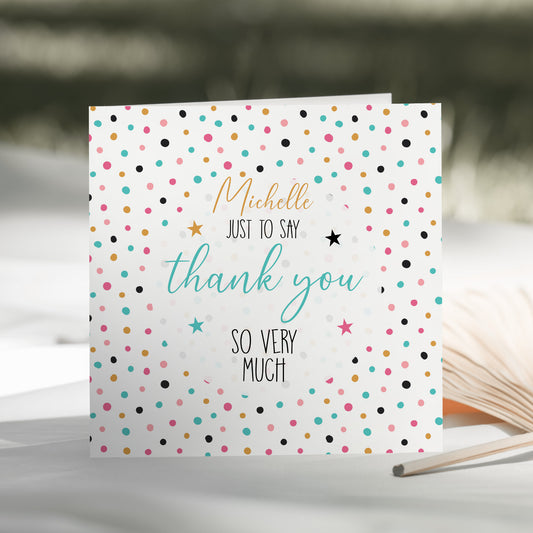 Personalised Thank You Card Colourful Dotty