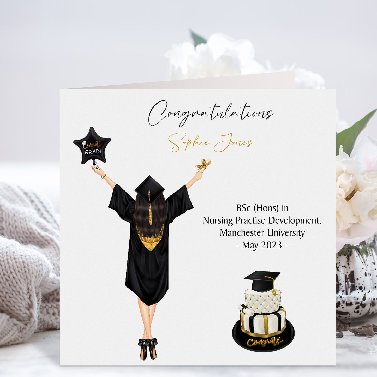 Personalised Female Graduation Card Congratulations Well Done Girl