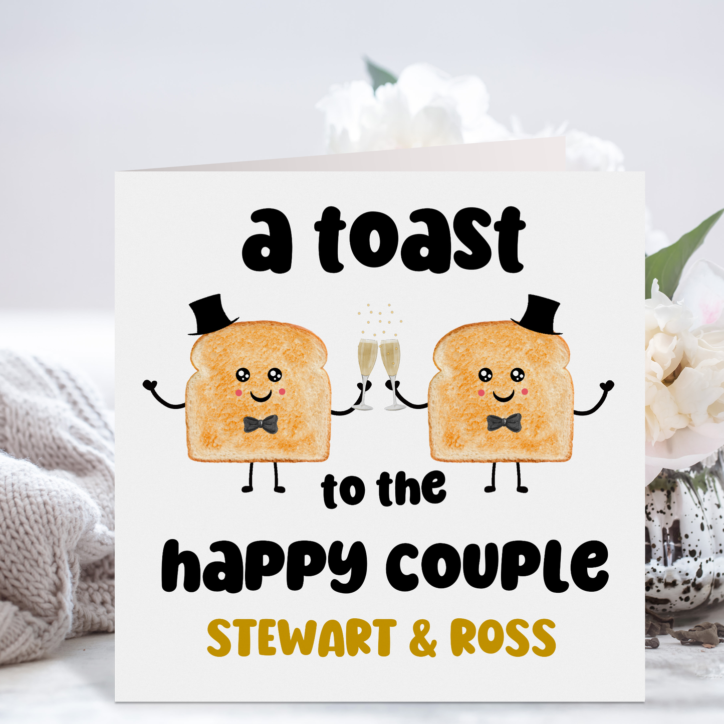 Personalised Funny Wedding Card Congratulations On Your Wedding Day Toast To Happy Couple Mr & Mr LGBT