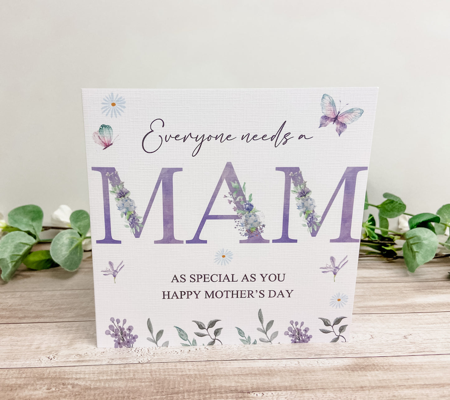 Personalised Mother's Day Card Lilac Floral Mum Mam Mom