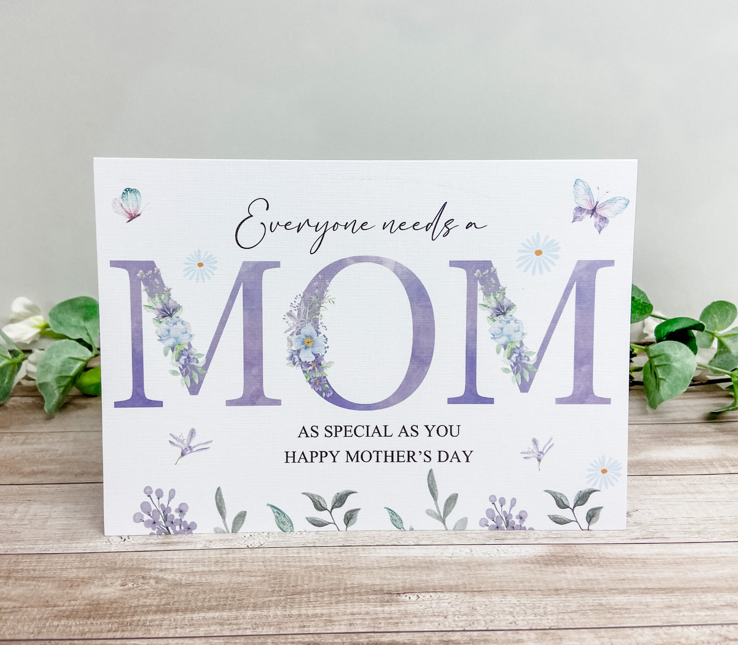 Personalised Mother's Day Card Lilac Floral Mum Mam Mom