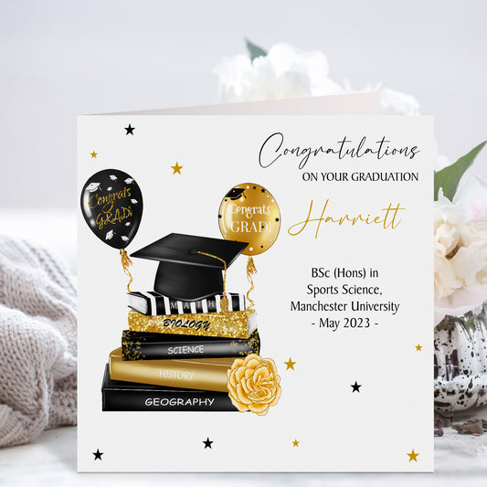 Personalised Graduation Card Congratulations Study Books