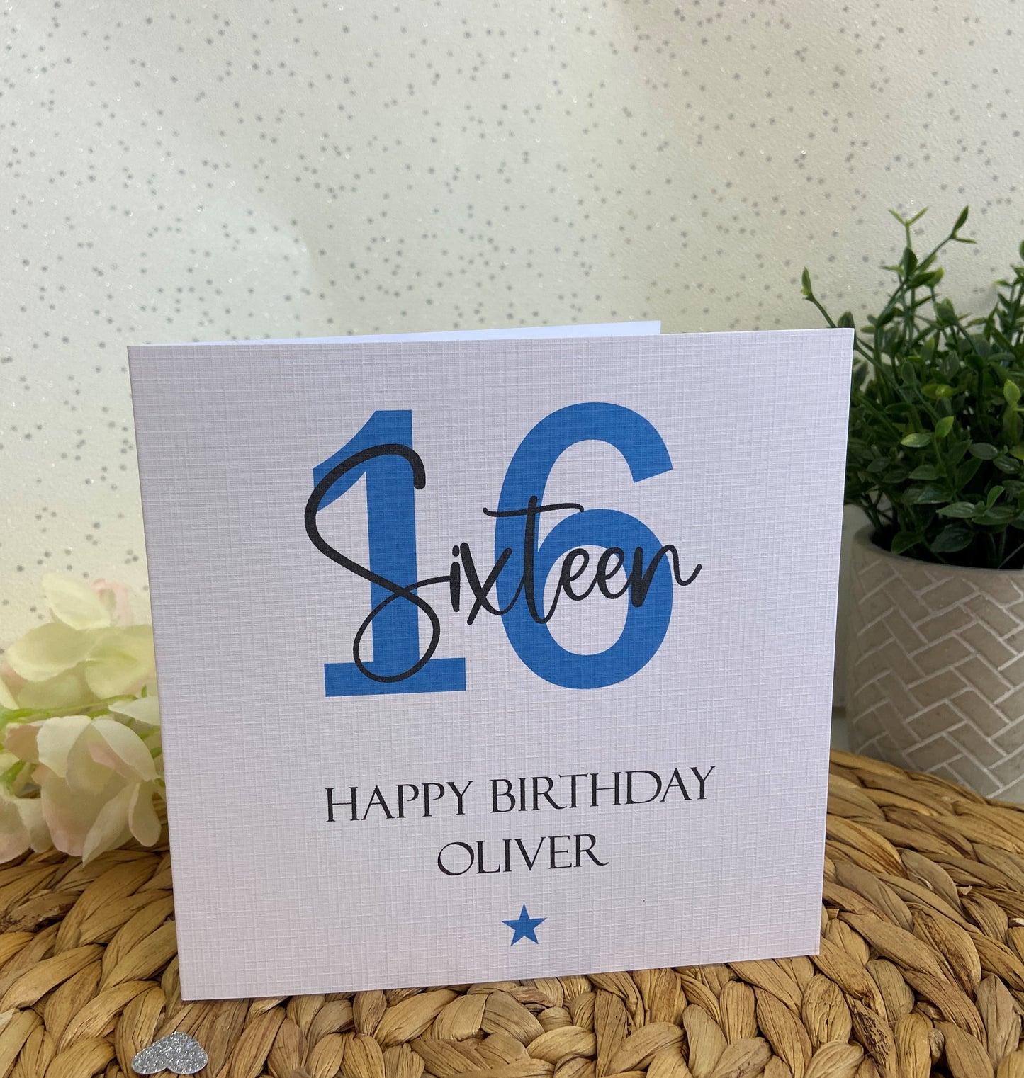 Personalised Birthday Card Blue Age Star