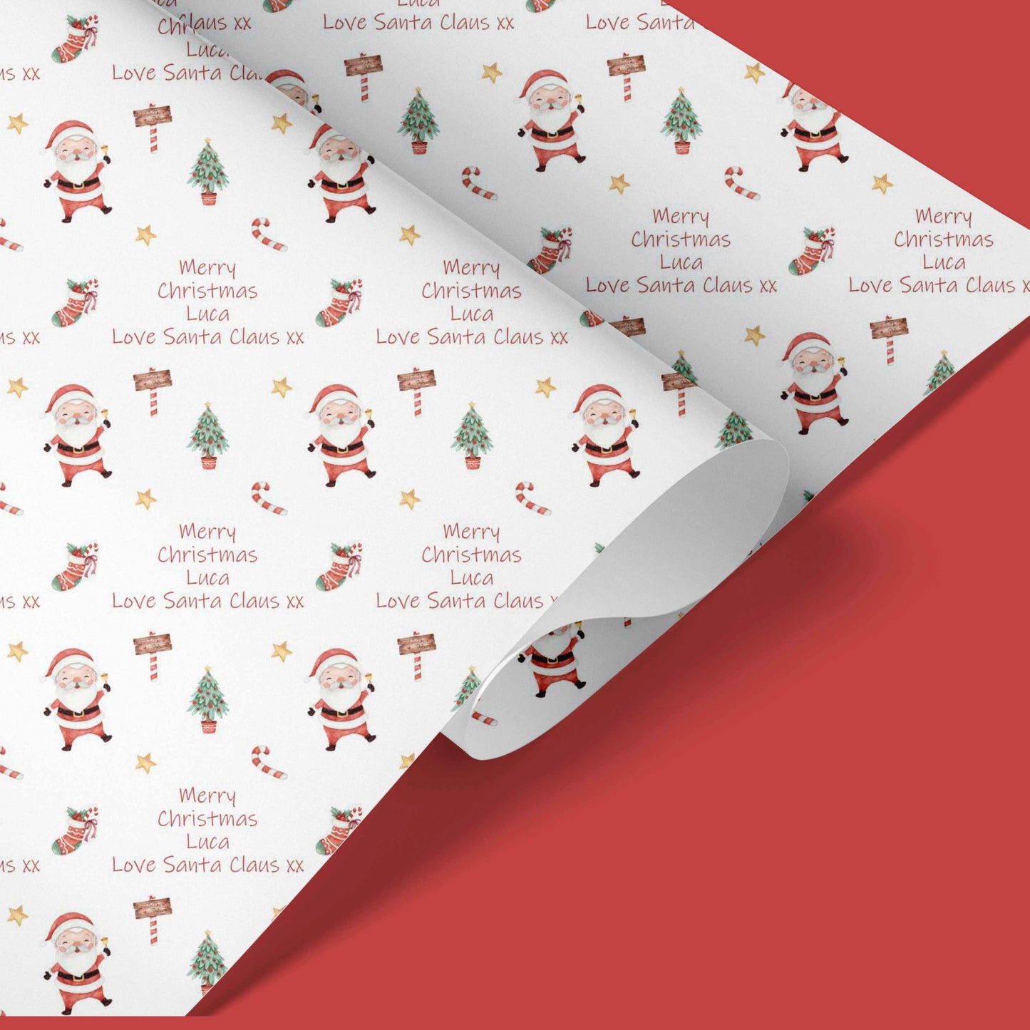 Personalised Christmas Wrapping Paper Santa Claus