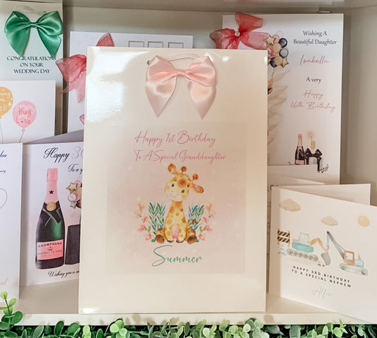 a card with a picture of a giraffe on it