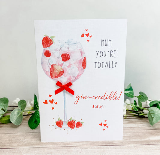 Personalised Mother's Day Card Strawberry Gin Cocktail Gin Credible