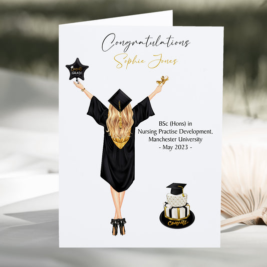 Personalised Female Graduation Card Congratulations Well Done Girl