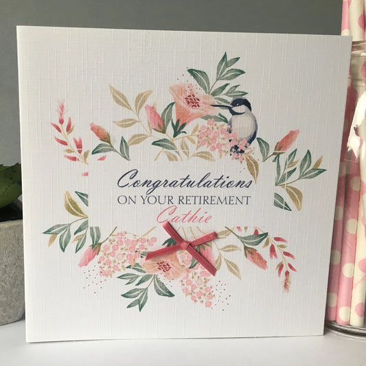 Personalised Handmade Retirement Card Floral