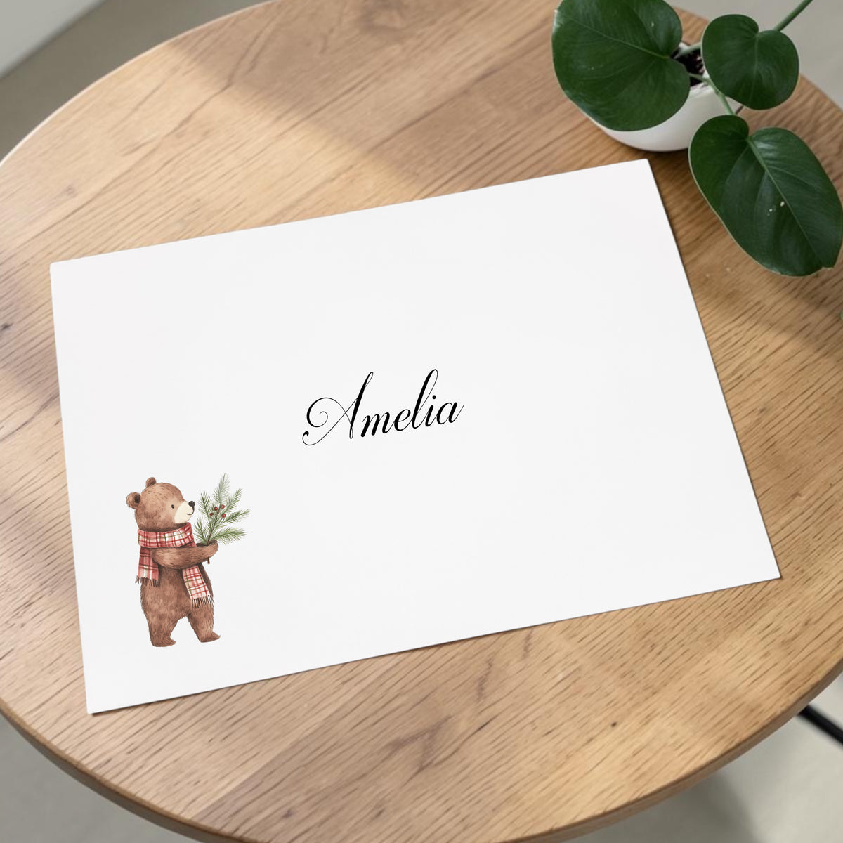 Large A4 Personalised Christmas Card for Girl/Boy Child – Christmas Bear Design