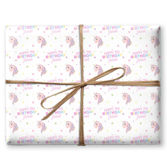 Personalised Unicorn Birthday Wrapping Paper