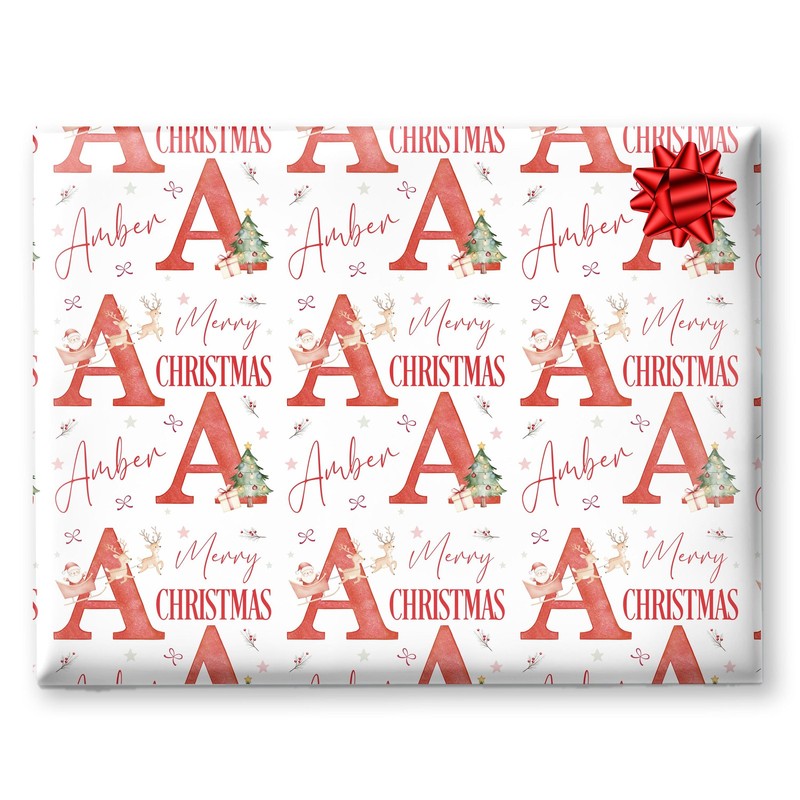 Personalised Christmas Wrapping Paper, Initial Gift Wrap Sheets
