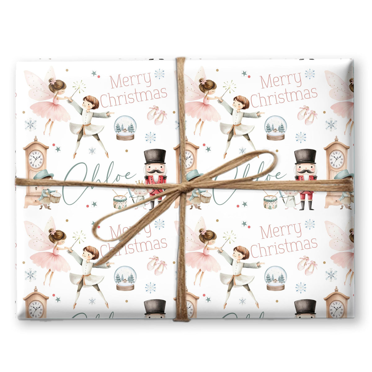 Personalised Christmas Wrapping Paper, Fairy Nutcracker Gift Wrap