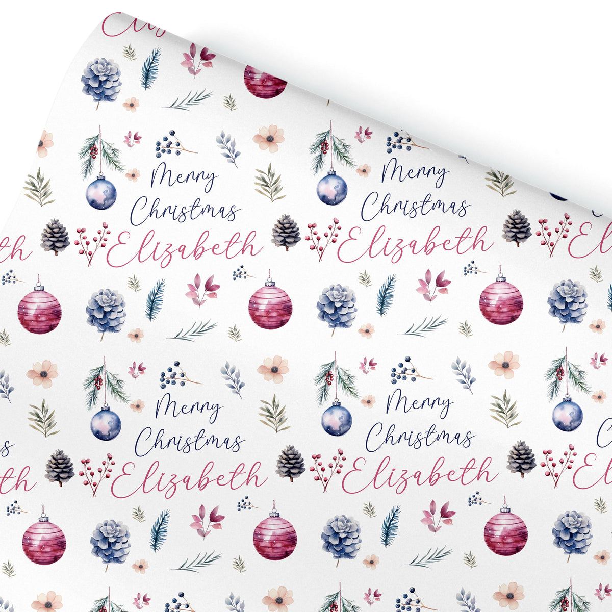 Personalised Gift Wrap For Her | Personalised Christmas Wrapping Paper | Personalised Gift Wrap | Fun Gift Wrap | Baubles Design