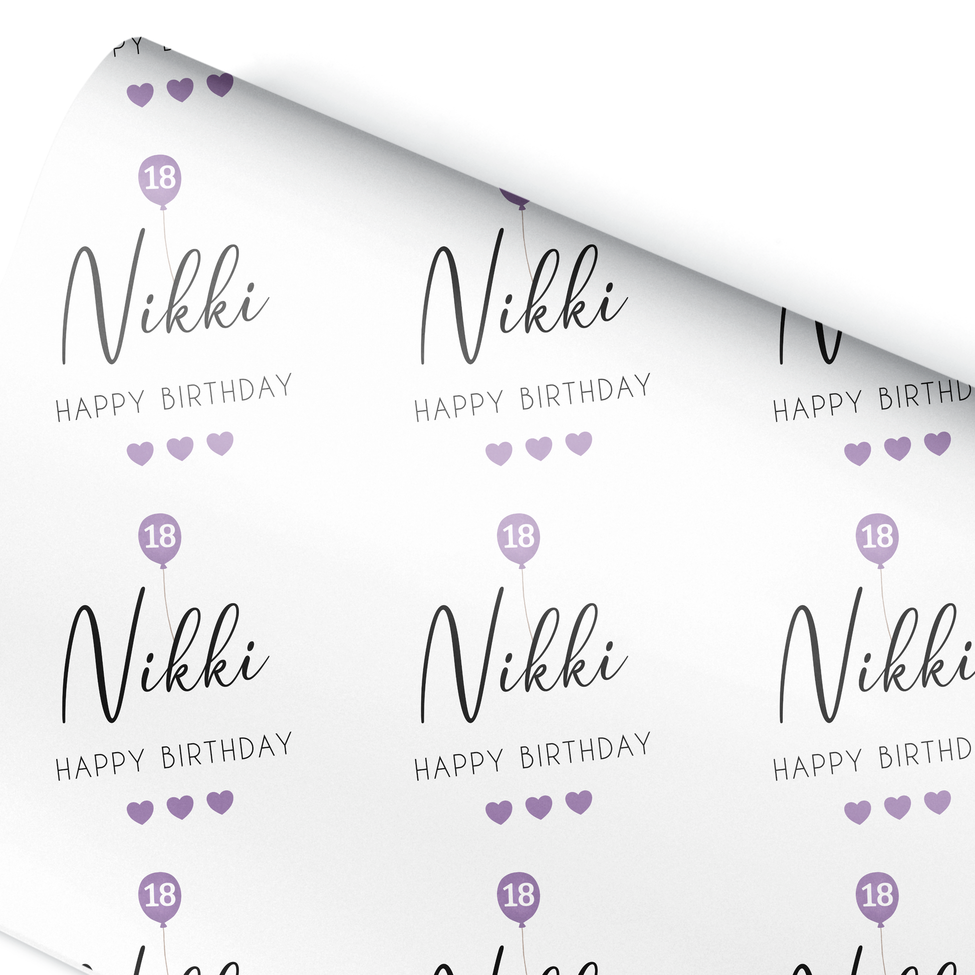 a birthday wrapping paper with the name nikki on it