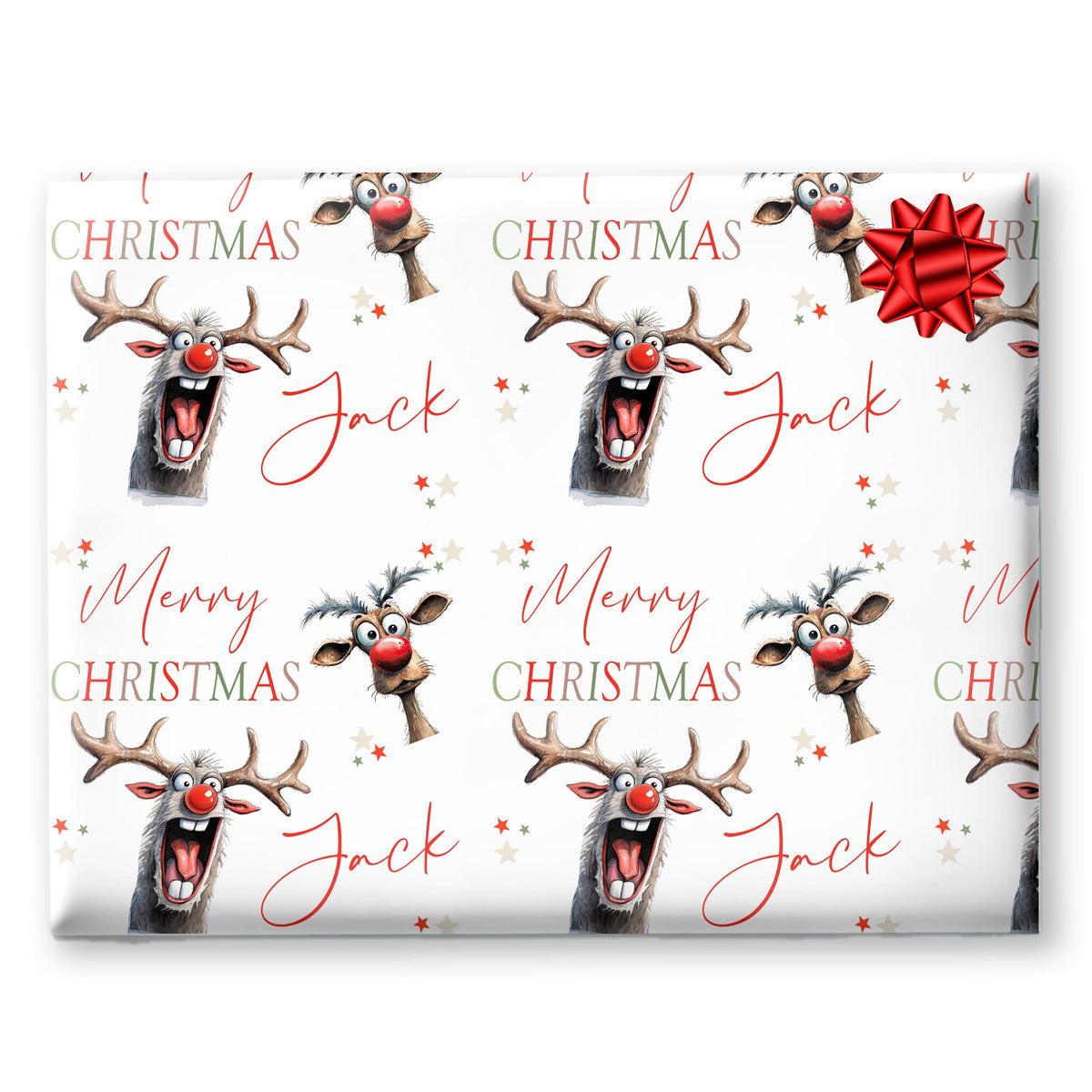 Childrens Wrapping Paper, Funny Reindeer Design, Personalised Boys and Girls Paper, Novelty Gift Wrap Roll Teenage gift wrap