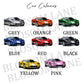 Personalised Birthday Card Sports Car Blue, 8 Car Colours