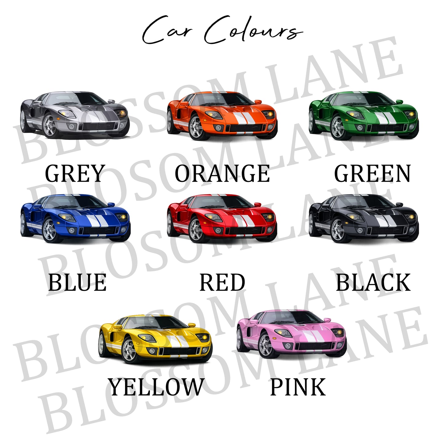 Personalised Birthday Card Sports Car Blue, 8 Car Colours