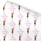 a repeating pattern of illustrations of a woman in various poses, along with the text "Happy 30th Birthday Charlotte" written above each illustration.