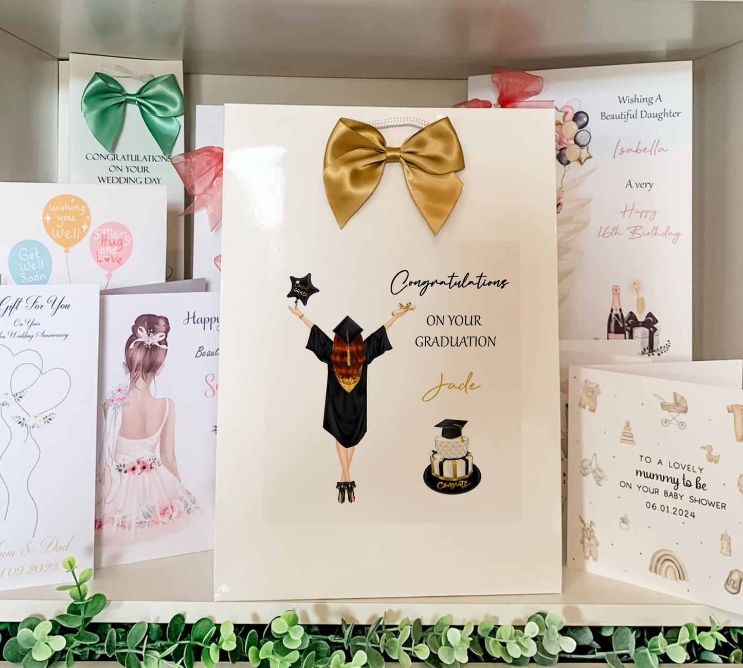 a display of congratulations cards and greeting cards