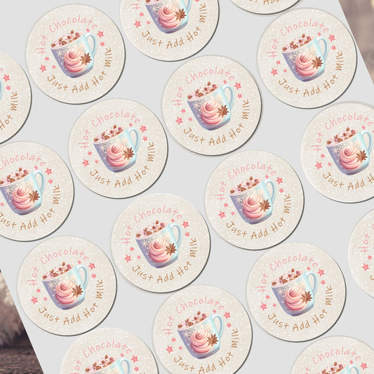 Personalised Christmas Stickers for Hot Chocolate Gift Wrap Label