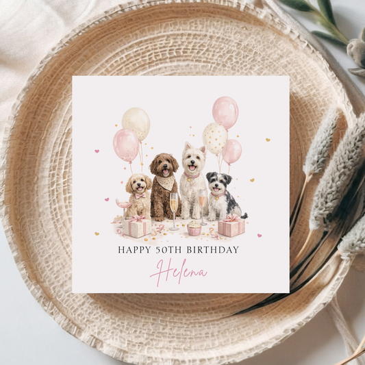 Personalised Cute Dog Theme Birthday Card