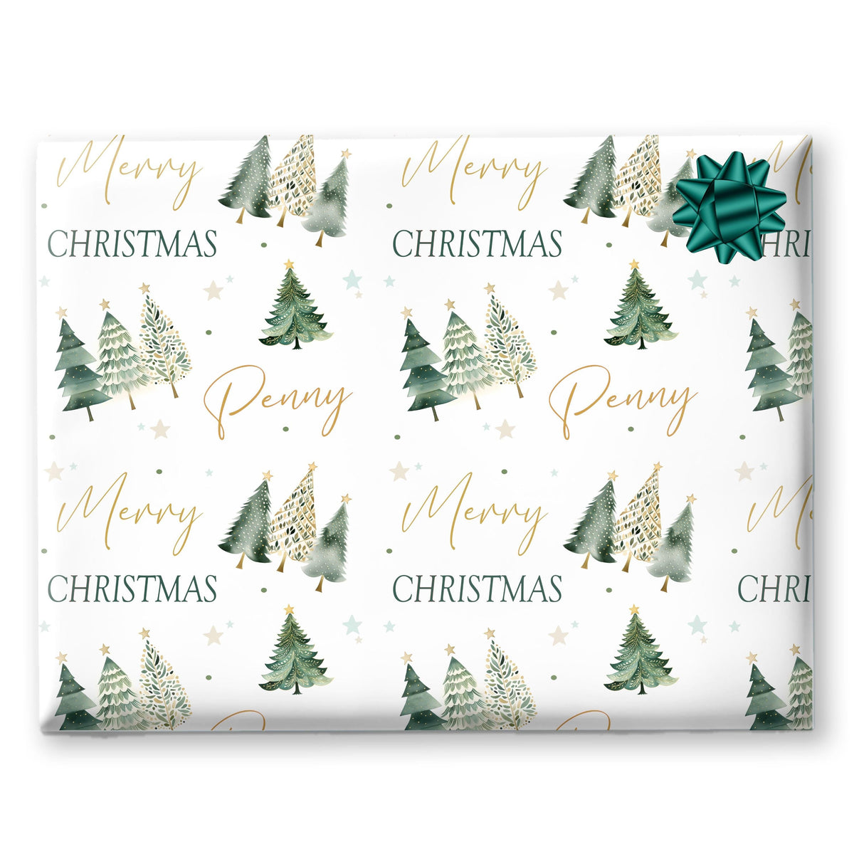 Personalised Christmas Wrapping Paper, Christmas Trees Gift Wrap