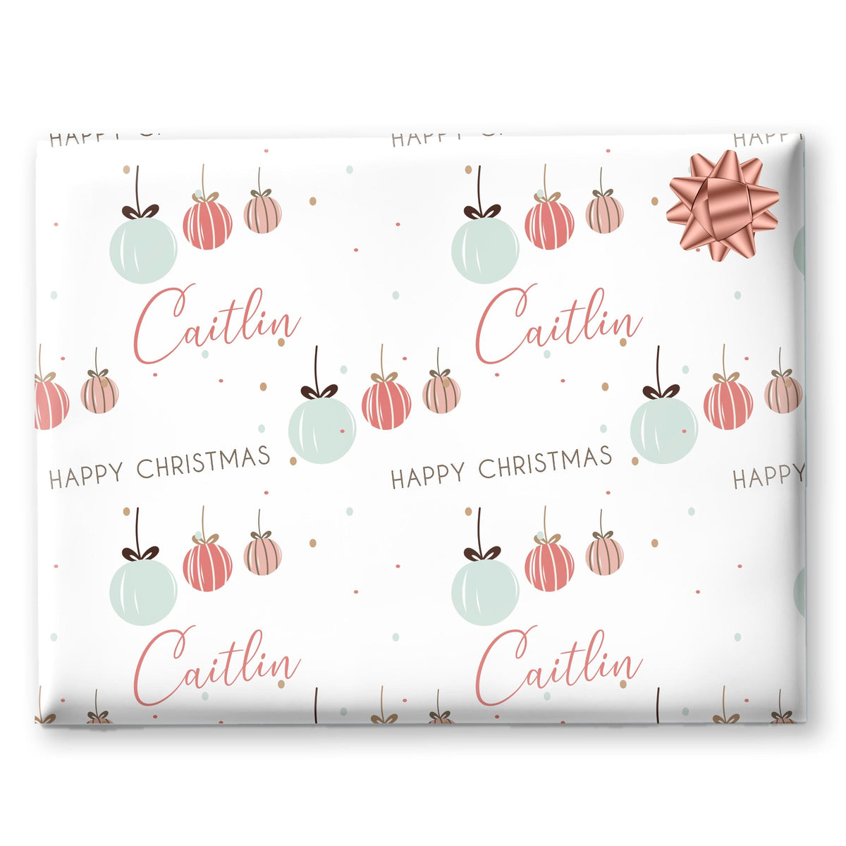 Personalised Pastel Christmas Wrapping Paper | Personalised Christmas Wrapping Paper | Personalised Gift Wrap| Christmas Baubles
