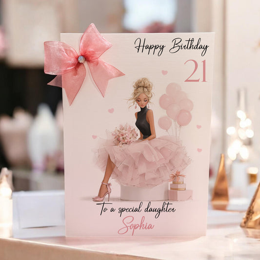Large A4 Female Birthday Card Elegant Girl