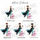 Large A4 Female Birthday Card Fashionista Design with Turquoise Bow