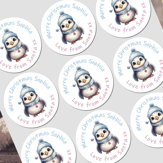 Personalised Christmas Stickers for Gift Present Wrapping Tags Penguin gift tags