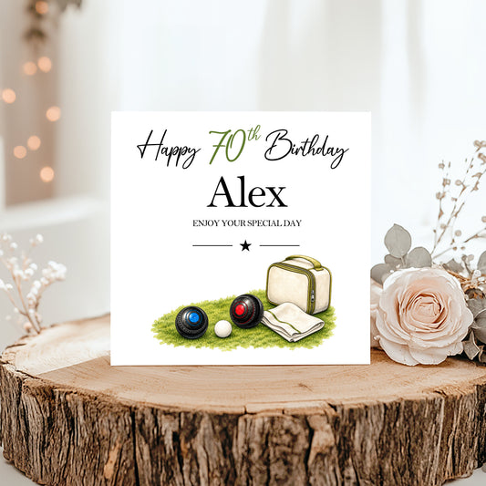 Personalised Lawn Bowls Birthday Card
