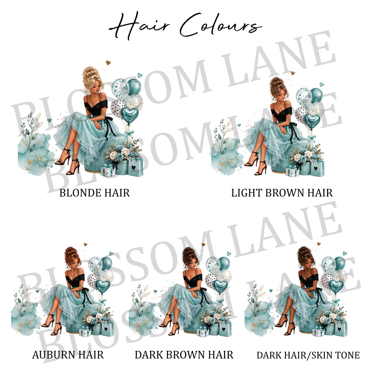 Personalised Girls Birthday Card Turquoise Girl