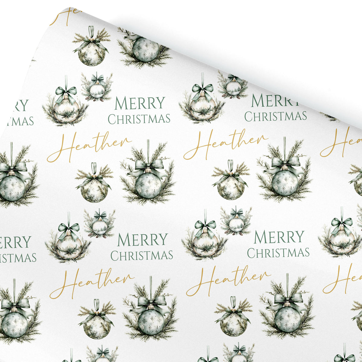 Personalised Wrapping Paper, Christmas Baubles, For Her | Personalised Christmas Gift Wrap| Personalised Gift Wrap | Wife ,Gran. Mum