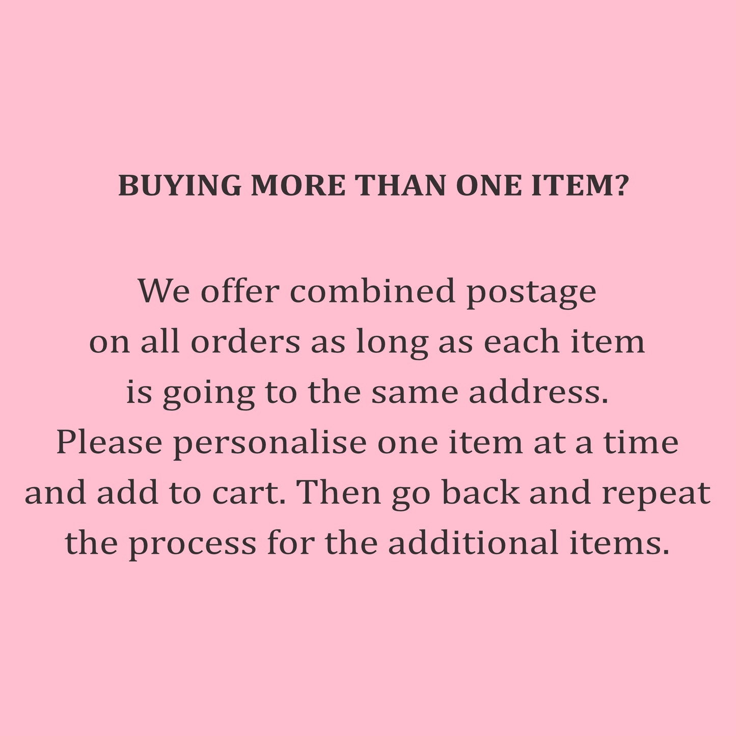 a pink background with the words buying more than one item?