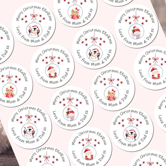 Personalised christmas stickers for gift tags name labels present wrapping
