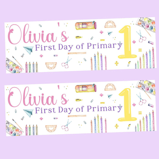 First Day of School Banner, Personalised Primary One Banner, Personalised back to school banner, School decorations, Back to school ideas