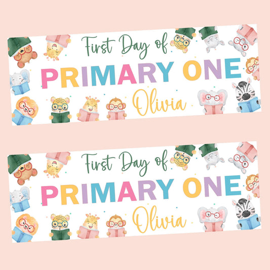 First Day of School Banner, Personalised Primary One Banner, Personalised back to school banner, School decorations, Back to school ideas