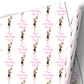 a repeating pattern of a woman in a black dress holding a bouquet of flowers, with the text "Happy 30th Birthday Charlotte" written below each image.