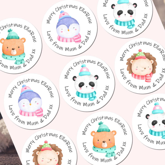 Personalised christmas stickers for gift tags name labels present wrapping