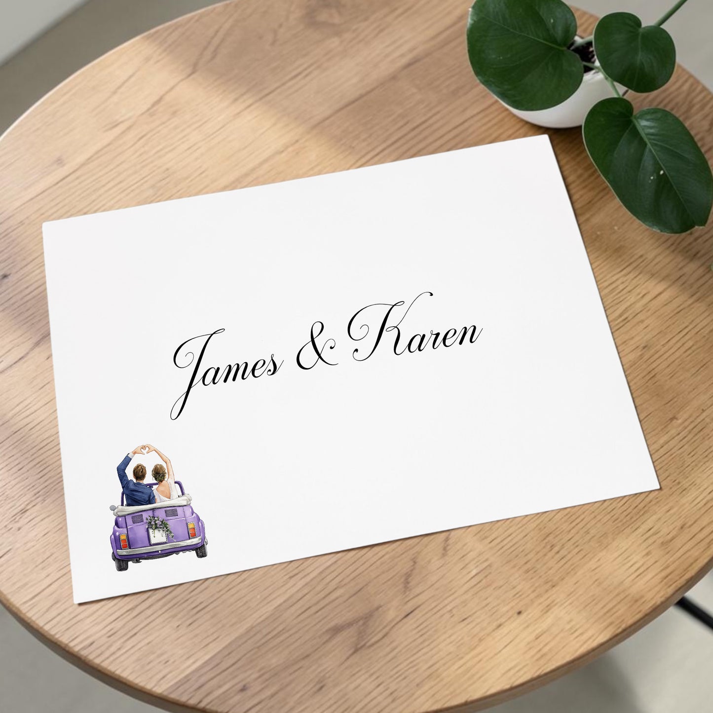 Personalised Wedding Card, Mini Car Couple