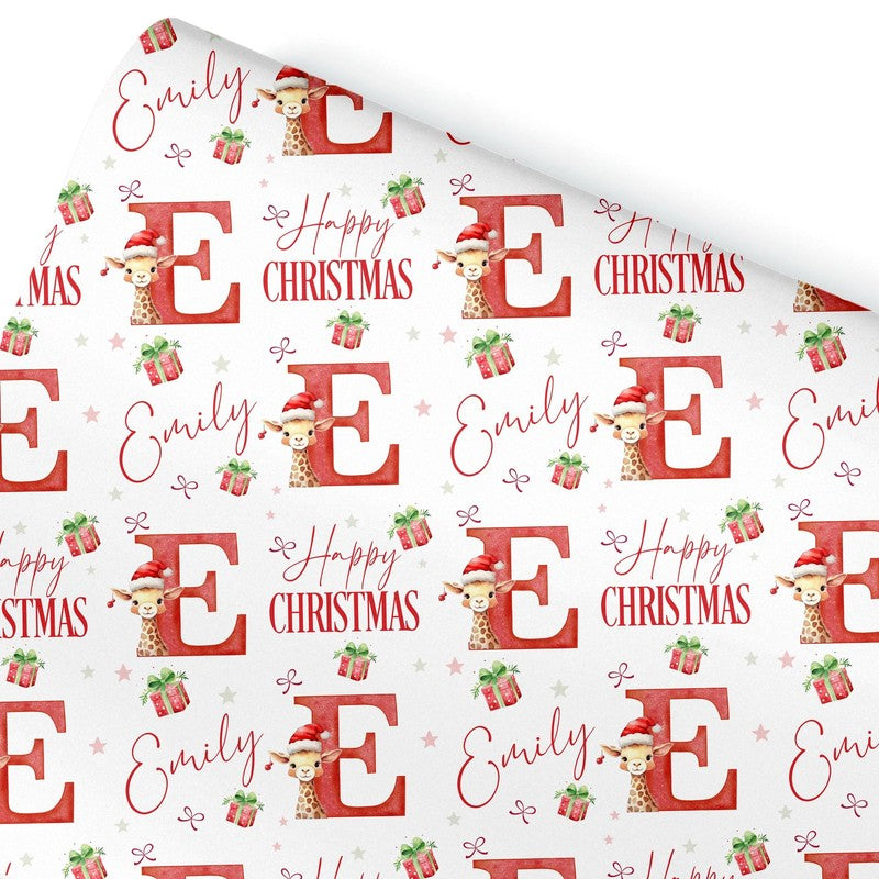 Christmas Wrapping Paper, Giraffe Christmas Gift Wrap